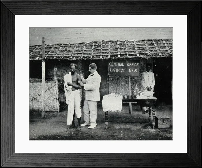 Framed Print : Bombay plague epidemic, 1896-1897: inoculation against plague, 1896 / 1897. Creator: Clifton & Co Framed Print : Bombay plague epidemic, 1896-1897: inoculation against plague, 1896 / 1897. Creator: Clifton & Co