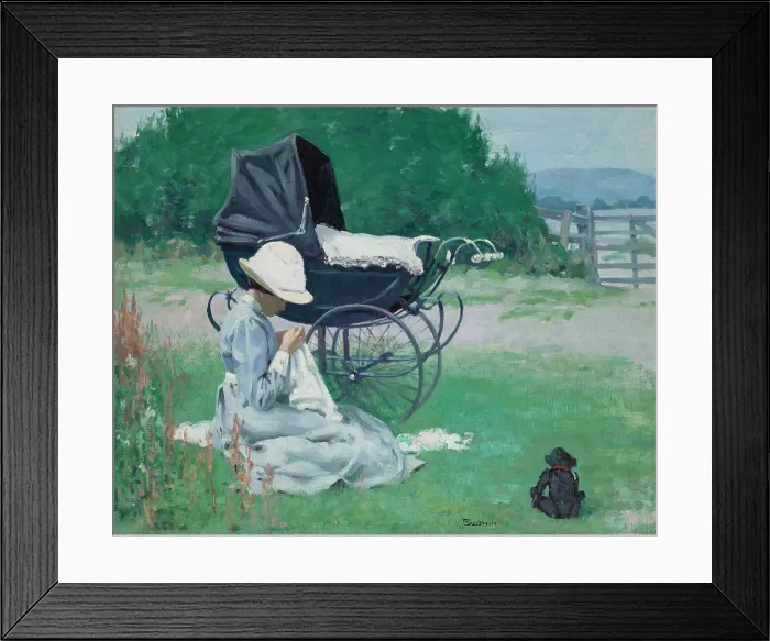 Framed Print : Sewing in the Sun. Creator: Baldwin, Brake (1885-1915) Framed Print : Sewing in the Sun. Creator: Baldwin, Brake (1885-1915)