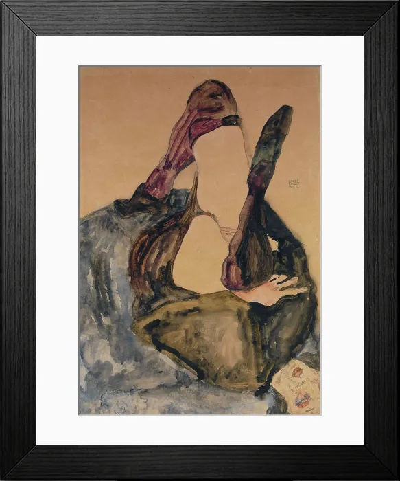 Framed Print : Woman with Raised Leg and Purple Stockings, 1911. Creator: Schiele, Egon (1890-1918) Framed Print : Woman with Raised Leg and Purple Stockings, 1911. Creator: Schiele, Egon (1890-1918)