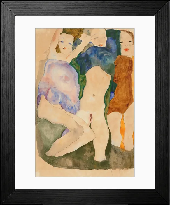 Framed Print : Three girls, 1911. Creator: Schiele, Egon (1890-1918) Framed Print : Three girls, 1911. Creator: Schiele, Egon (1890-1918)