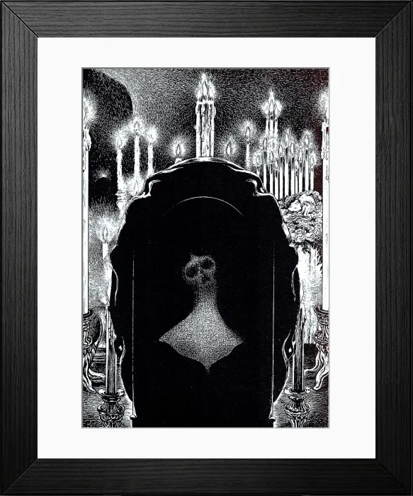 Framed Print : Illustration for the story 'Life in Death (The Oval Portrait)' by Edgar Allan Poe, 1905. Creator: Martini, Alberto (1876-1954) Framed Print : Illustration for the story 'Life in Death (The Oval Portrait)' by Edgar Allan Poe, 1905. Creator: Martini, Alberto (1876-1954)