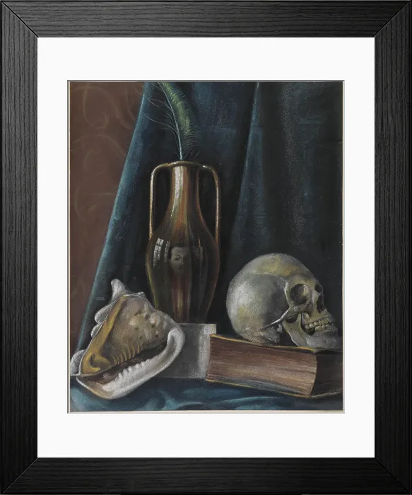 Framed Print : Vanitas with Self-Portrait, c1920. Creator: Martini, Alberto (1876-1954) Framed Print : Vanitas with Self-Portrait, c1920. Creator: Martini, Alberto (1876-1954)