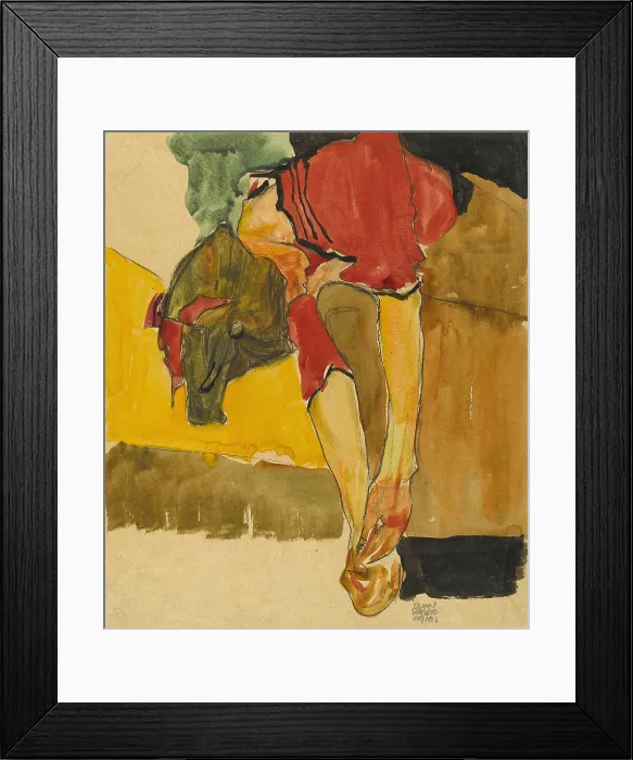 Framed Print : Girl Putting on Shoe, 1910. Creator: Schiele, Egon (1890-1918) Framed Print : Girl Putting on Shoe, 1910. Creator: Schiele, Egon (1890-1918)