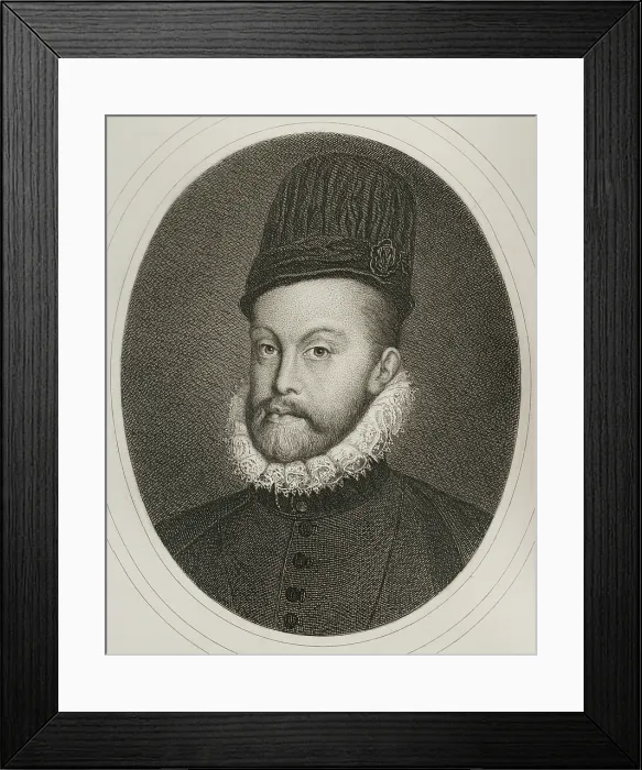 Framed Print : Portrait of Philip II (1527-1598), King of Spain (1556-1598), 1879. Creator: Alphonse Charles Masson Framed Print : Portrait of Philip II (1527-1598), King of Spain (1556-1598), 1879. Creator: Alphonse Charles Masson