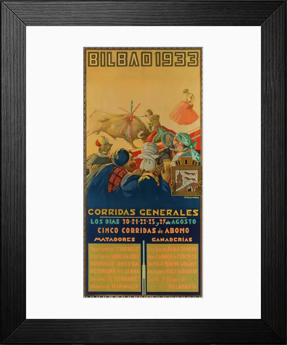 Framed Print : Bilbao. Corridas generales, 1933. Creator: Guinea, Isidoro (1893-1947) Framed Print : Bilbao. Corridas generales, 1933. Creator: Guinea, Isidoro (1893-1947)
