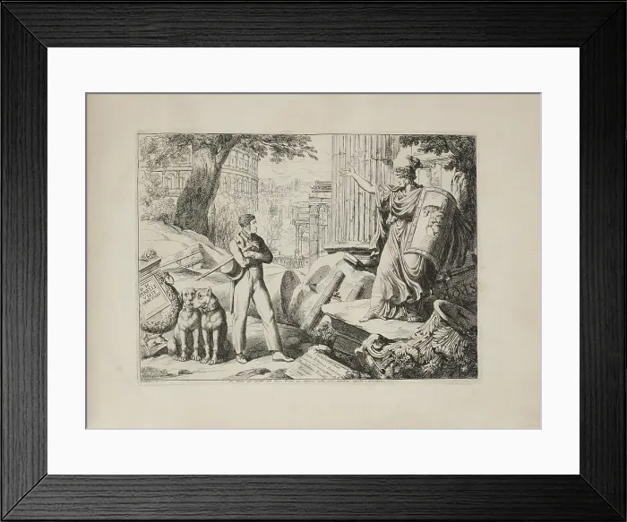 Framed Print : Self-portrait (Frontispiece in 'Istoria Romana.'), 1818. Creator: Pinelli, Bartolomeo (1781-1835) Framed Print : Self-portrait (Frontispiece in 'Istoria Romana.'), 1818. Creator: Pinelli, Bartolomeo (1781-1835)