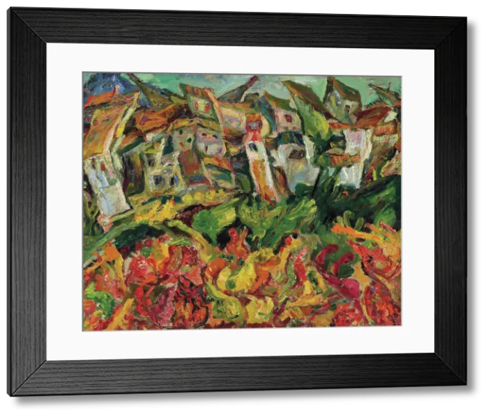 Framed Print : Maisons aux toits pointus (Houses with pointed roofs), c1920-1921. Creator: Soutine, Chaim (1893-1943) Framed Print : Maisons aux toits pointus (Houses with pointed roofs), c1920-1921. Creator: Soutine, Chaim (1893-1943)