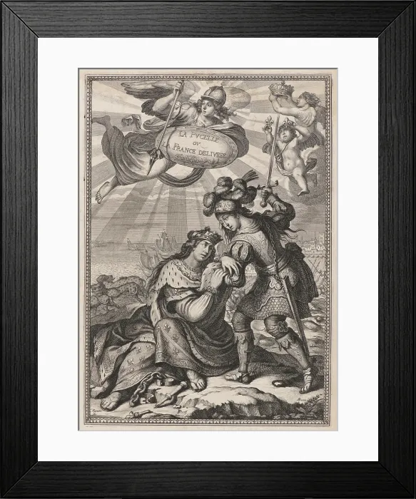 Framed Print : Joan of Arc, or France Liberated, from: 'La Pucelle ou La France delivree' by Jean Chapelain, c1656. Creator: Bosse, Abraham (1602-1676)
