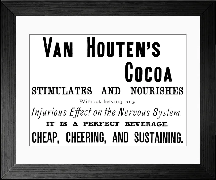 Framed Print : Advertisement for Van Houten's Cocoa, 1890. Creator: Unknown