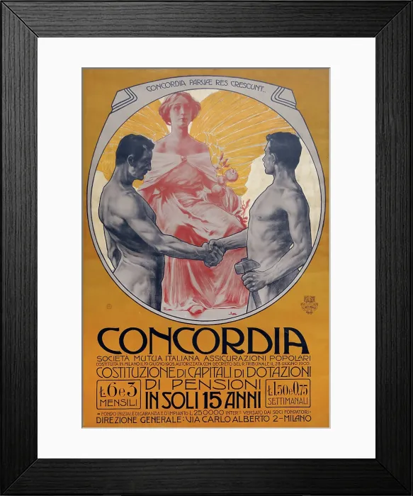 Framed Print : Concordia Assicurazioni, c1906. Creator: Metlicovitz, Leopoldo (1868-1944) Framed Print : Concordia Assicurazioni, c1906. Creator: Metlicovitz, Leopoldo (1868-1944)