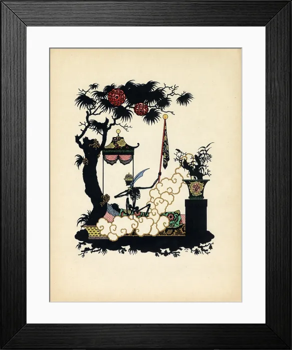 Framed Print : Illustration for 'The Nightingale' by H.cAndersen, 1912. Creator: Narbut, Georgi Ivanovich (1886-1920) Framed Print : Illustration for 'The Nightingale' by H.cAndersen, 1912. Creator: Narbut, Georgi Ivanovich (1886-1920)
