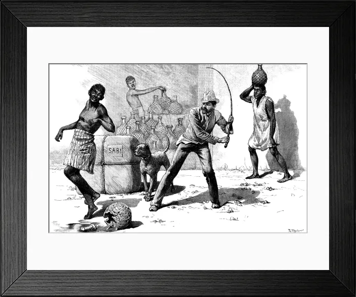 Framed Print : The Liquor Traffic in Delagoa Bay: flogging a kaffir, 1890. Creator: R. Taylor Framed Print : The Liquor Traffic in Delagoa Bay: flogging a kaffir, 1890. Creator: R. Taylor