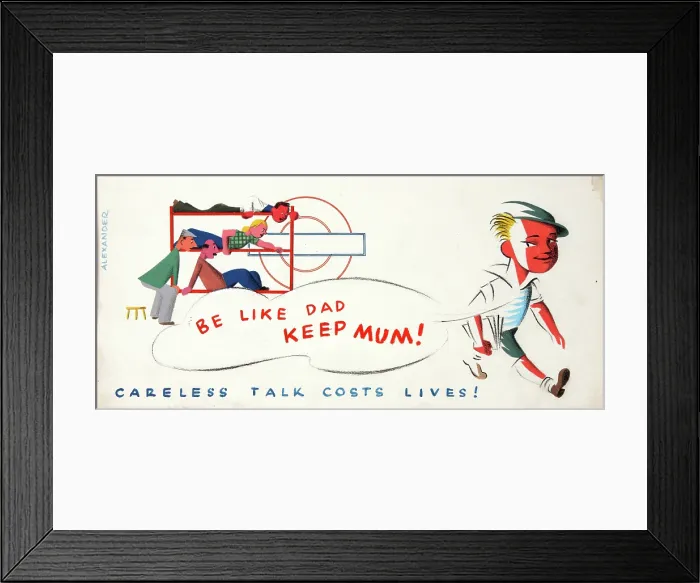 Framed Print : Be like Dad keep mum! Careless talk costs lives!, World War II poster, between 1939 and 1946 Framed Print : Be like Dad keep mum! Careless talk costs lives!, World War II poster, between 1939 and 1946