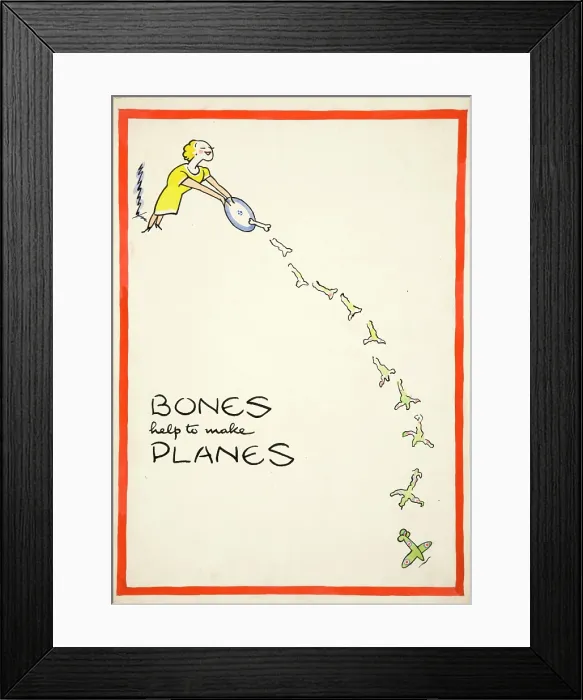 Framed Print : Salvage:'Bones help to make planes, World War II poster, between 1939 and 1946 Framed Print : Salvage:'Bones help to make planes, World War II poster, between 1939 and 1946