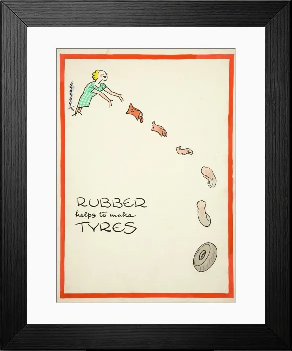 Framed Print : Salvage: Rubber helps to make tyres, World War II poster, between 1939 and 1946 Framed Print : Salvage: Rubber helps to make tyres, World War II poster, between 1939 and 1946