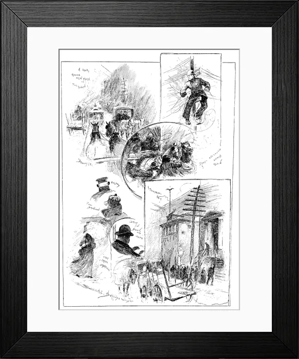 Framed Print : Our Artist in America: a look round New York in the snow, (1890). Creator: Unknown Framed Print : Our Artist in America: a look round New York in the snow, (1890). Creator: Unknown