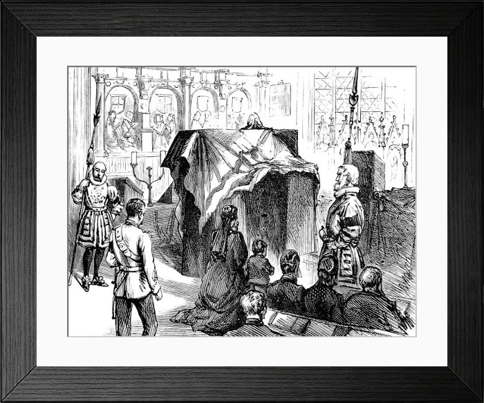 Framed Print : Funeral of Lord Napier of Magdala: the coffin in the Chapel at the Tower, 1890. Creator: Unknown Framed Print : Funeral of Lord Napier of Magdala: the coffin in the Chapel at the Tower, 1890. Creator: Unknown