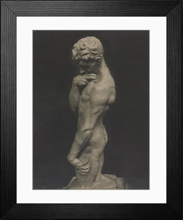 Framed Print : Male nude covering his chin with his right hand, 1920. Creator: Unknown Framed Print : Male nude covering his chin with his right hand, 1920. Creator: Unknown