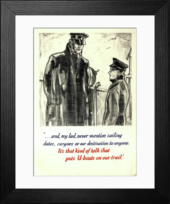 Framed Print : '..it's that kind of talk that puts U-boats on our trail', WWII poster, between 1939 and 1946 Framed Print : '..it's that kind of talk that puts U-boats on our trail', WWII poster, between 1939 and 1946