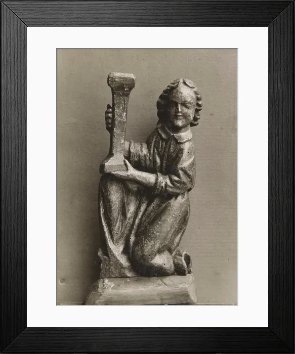 Framed Print : Kneeling figure with a candlestick, (1925-1930). Creator: Unknown Framed Print : Kneeling figure with a candlestick, (1925-1930). Creator: Unknown