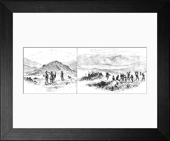 Framed Print : Sketches from Swaziland: 'Execution Koppie' and the King's Fields, 1890. Creator: Unknown Framed Print : Sketches from Swaziland: 'Execution Koppie' and the King's Fields, 1890. Creator: Unknown