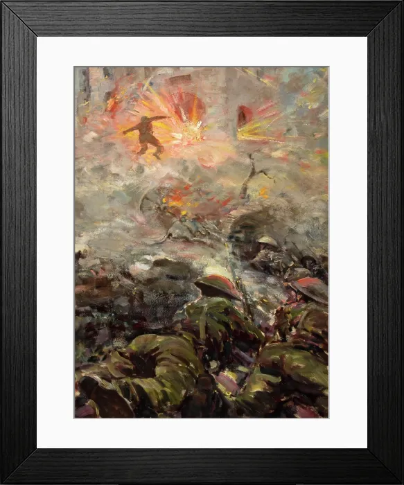 Framed Print : British soldiers throwing grenades at pill-box fortification, between 1939 and 1946. Creators: Unknown, Central Office of Information Framed Print : British soldiers throwing grenades at pill-box fortification, between 1939 and 1946. Creators: Unknown, Central Office of Information