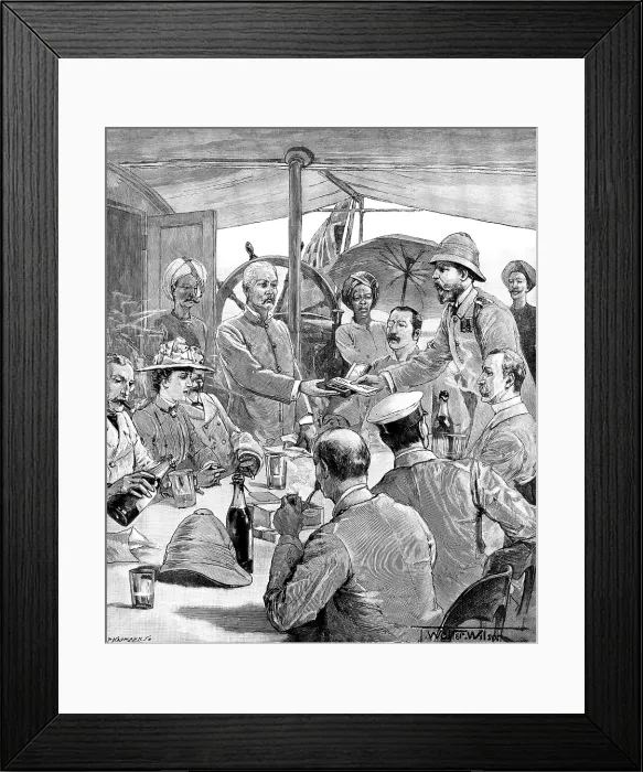 Framed Print : Stanley's Expedition: presentation of the order of Zanzibar, by the British Consul...Mombasa, 1890. Creator: P Naumann Framed Print : Stanley's Expedition: presentation of the order of Zanzibar, by the British Consul...Mombasa, 1890. Creator: P Naumann