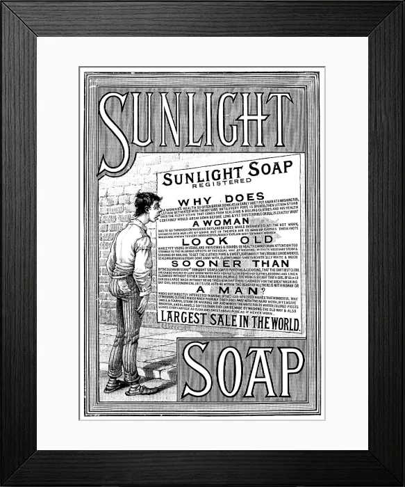 Framed Print : Advertisement for Sunlight Soap, 1890. Creator: Unknown Framed Print : Advertisement for Sunlight Soap, 1890. Creator: Unknown
