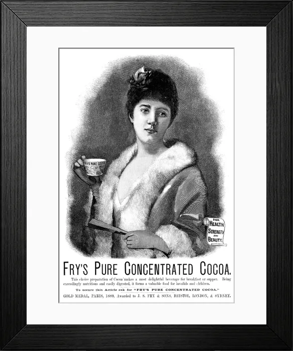 Framed Print : Advertisement for Fry's Pure Concentrated Cocoa, 1890. Creator: Unknown Framed Print : Advertisement for Fry's Pure Concentrated Cocoa, 1890. Creator: Unknown
