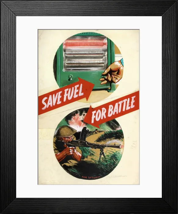 Framed Print : Save fuel for battle, World War II poster, between 1939 and 1946