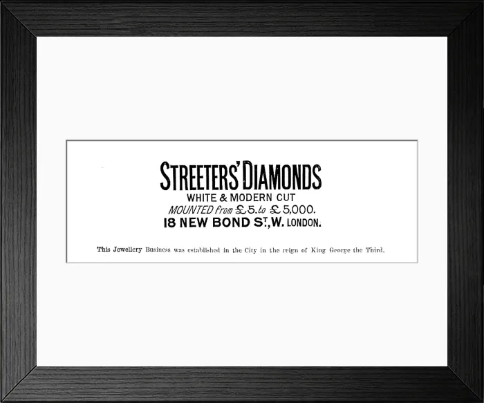 Framed Print : Advertisement for Streeters Diamonds, 1890. Creator: Unknown Framed Print : Advertisement for Streeters Diamonds, 1890. Creator: Unknown