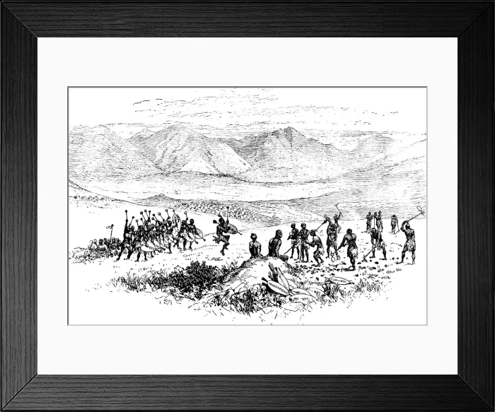 Framed Print : Sketches from Swaziland: hoeing the King's Fields, 1890. Creator: Unknown Framed Print : Sketches from Swaziland: hoeing the King's Fields, 1890. Creator: Unknown