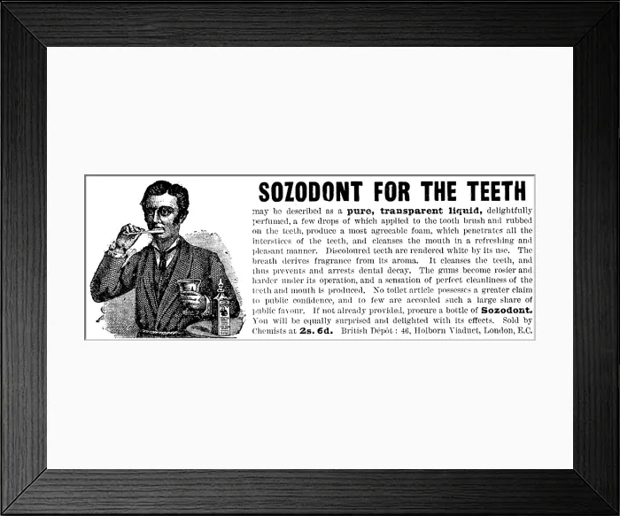 Framed Print : Advertisement for Sozodont for the teeth, 1890. Creator: Unknown Framed Print : Advertisement for Sozodont for the teeth, 1890. Creator: Unknown