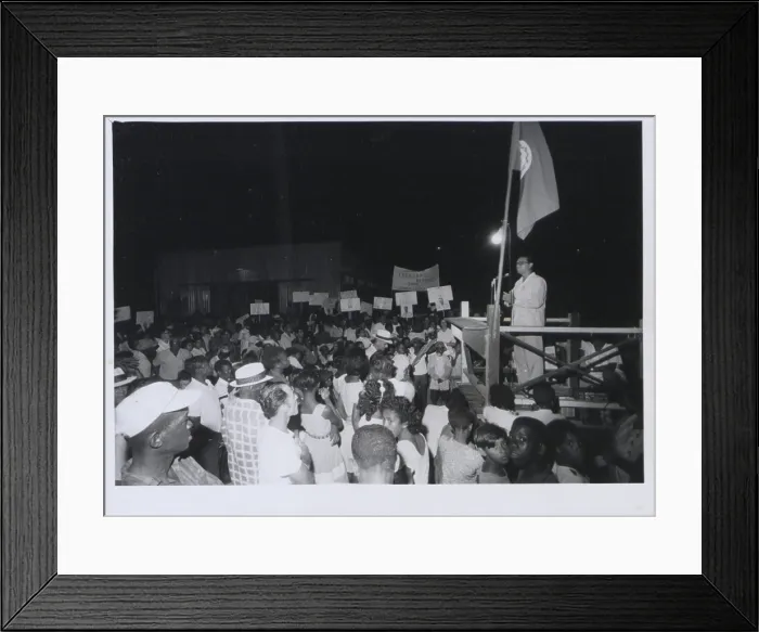Framed Print : George Price, Prime Minister of British Honduras, addressing the crowd, March 1965. Creator: Unknown Framed Print : George Price, Prime Minister of British Honduras, addressing the crowd, March 1965. Creator: Unknown