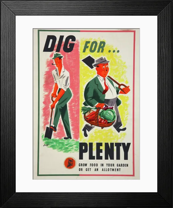 Framed Print : Lend A Hand On The Land - Dig For Plenty, World War II poster, c1939-c1945. Creator: Ban. Lend A Hand On The Land - Dig For Plenty, World War II poster, c1939-c1945 Framed Print : Lend A Hand On The Land - Dig For Plenty, World War II poster, c1939-c1945. Creator: Ban. Lend A Hand On The Land - Dig For Plenty, World War II poster, c1939-c1945