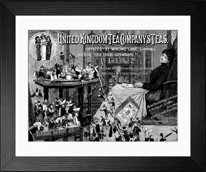 Framed Print : Advertisement for United Kingdom Tea Company's Teas, 1890. Creator: Unknown Framed Print : Advertisement for United Kingdom Tea Company's Teas, 1890. Creator: Unknown