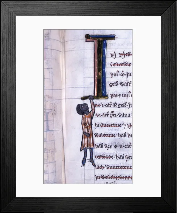 Framed Print : Detail of a page from a 13th century Abbreviatio (abridgement) of Domesday Book, c1240. Creator: Unknown Framed Print : Detail of a page from a 13th century Abbreviatio (abridgement) of Domesday Book, c1240. Creator: Unknown