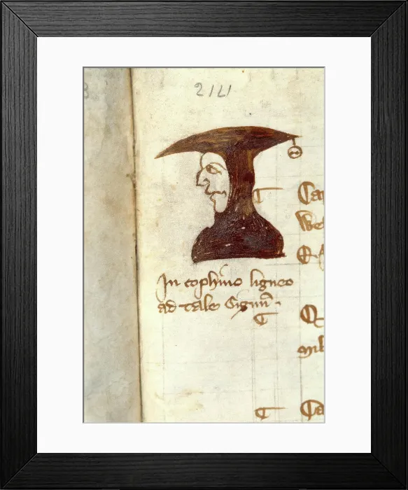 Framed Print : Pen portrait from Bishop Stapelton's Calendar from the reign of Edward II, c1324 Framed Print : Pen portrait from Bishop Stapelton's Calendar from the reign of Edward II, c1324