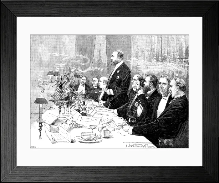 Framed Print : Dinner in aid of a National Leprosy Fund, presided over by the Prince of Wales, 1890. Creator: R. Taylor Framed Print : Dinner in aid of a National Leprosy Fund, presided over by the Prince of Wales, 1890. Creator: R. Taylor