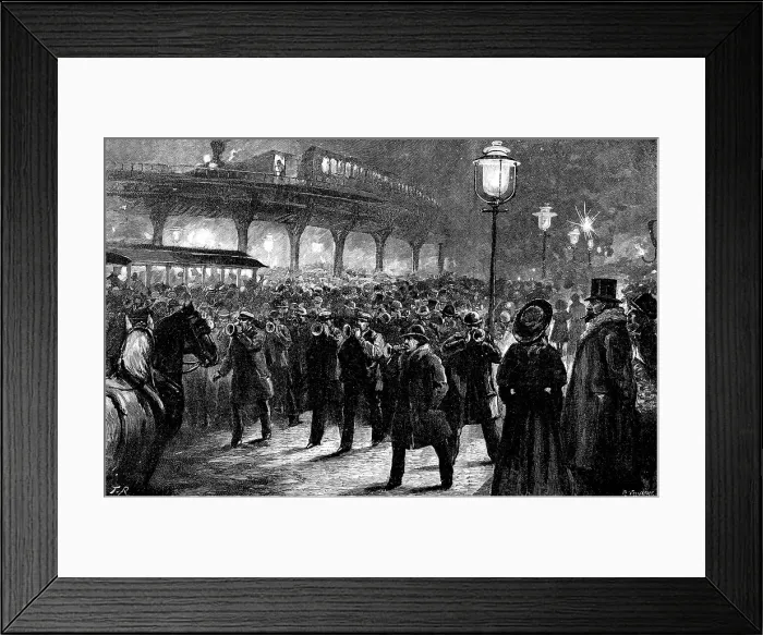 Framed Print : Bringing in the New Year in New York, 1890. Creator: R. Taylor Framed Print : Bringing in the New Year in New York, 1890. Creator: R. Taylor
