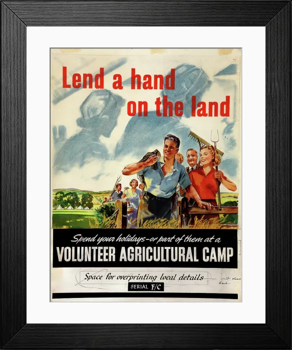 Framed Print : Lend a hand on the land. Spend your holidays - or part of... WWII poster, between 1939 and 1946 Framed Print : Lend a hand on the land. Spend your holidays - or part of... WWII poster, between 1939 and 1946