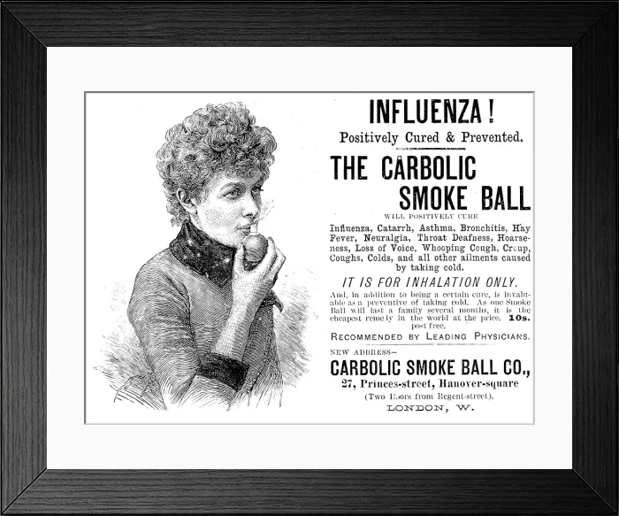 Framed Print : Advertisement for the Carbolic Smoke Ball, 1890. Creator: Unknown Framed Print : Advertisement for the Carbolic Smoke Ball, 1890. Creator: Unknown
