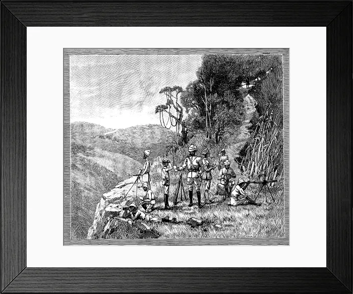 Framed Print : With the Lushai Expedition: signalling party with the heliograph, 1890. Creator: R. Taylor Framed Print : With the Lushai Expedition: signalling party with the heliograph, 1890. Creator: R. Taylor