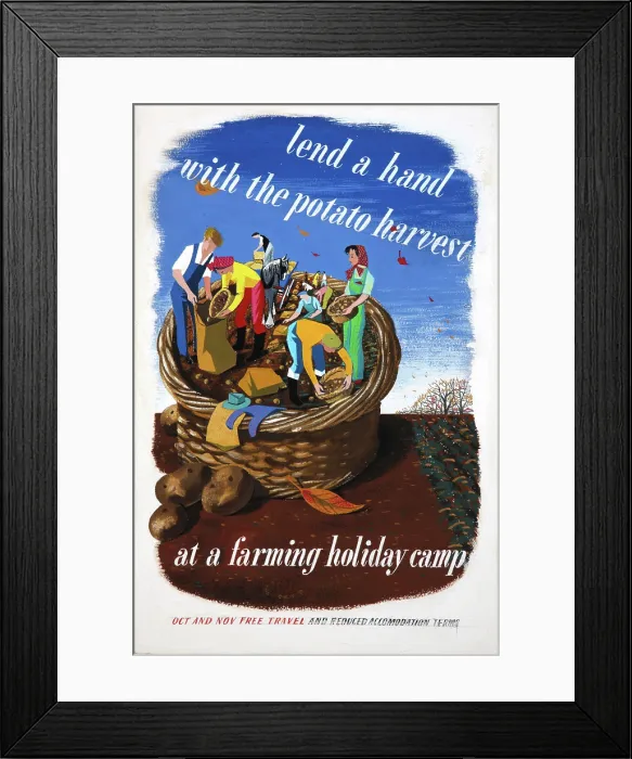 Framed Print : Lend a hand with the potato harvest at a farming holiday camp... WWII poster Framed Print : Lend a hand with the potato harvest at a farming holiday camp... WWII poster