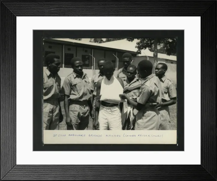 Framed Print : St John Ambulance Brigade Activities (Lower Prison, Luzira, Kampala, Uganda, c1950s. Creator: Unknown) Framed Print : St John Ambulance Brigade Activities (Lower Prison, Luzira, Kampala, Uganda, c1950s. Creator: Unknown)