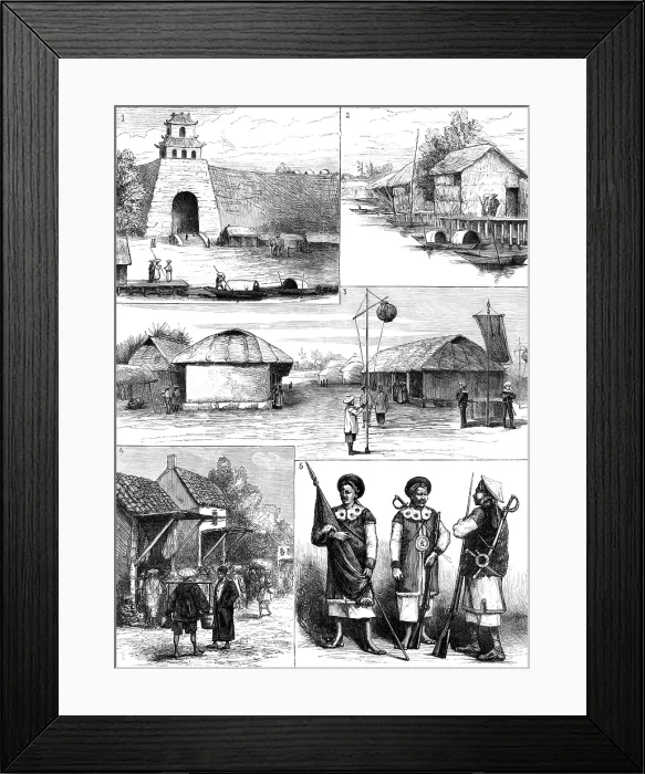 Framed Print : The French in Cochin China: sketches of Hue, 1883. Creator: Unknown Framed Print : The French in Cochin China: sketches of Hue, 1883. Creator: Unknown