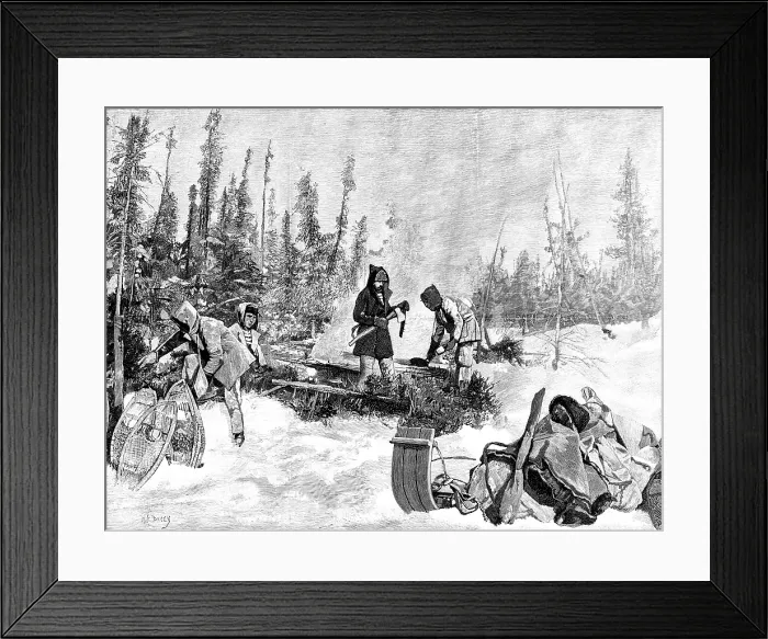 Framed Print : Lord Lonsdale's Travels in North America: noonday halt, temperature 55 degrees below zero, 1890. Creator: H. F. Davey Framed Print : Lord Lonsdale's Travels in North America: noonday halt, temperature 55 degrees below zero, 1890. Creator: H. F. Davey