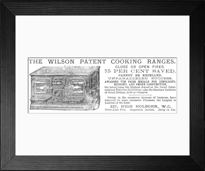 Framed Print : The Wilson Patent Cooking Ranges, 1883. Creator: Unknown Framed Print : The Wilson Patent Cooking Ranges, 1883. Creator: Unknown