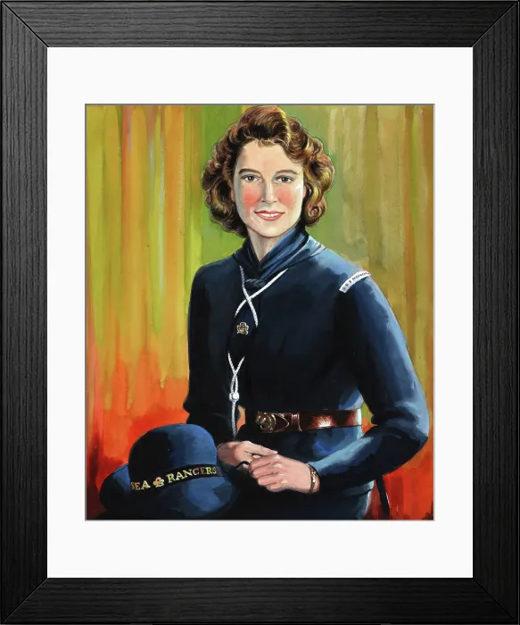Framed Print : HRH Princess Elizabeth in uniform of Sea Rangers, May 1944. Creators: Central Office of Information, Unknown Framed Print : HRH Princess Elizabeth in uniform of Sea Rangers, May 1944. Creators: Central Office of Information, Unknown
