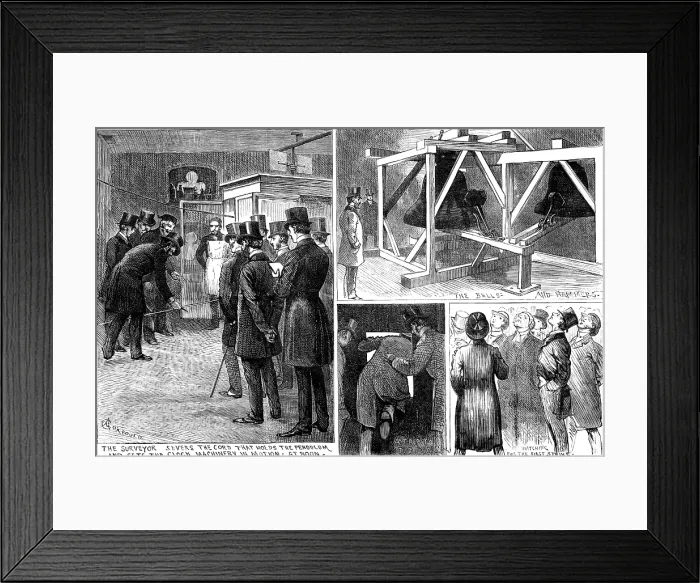 Framed Print : The Clock and Bells at the Royal Courts of Justice, 1883. Creator: Unknown Framed Print : The Clock and Bells at the Royal Courts of Justice, 1883. Creator: Unknown